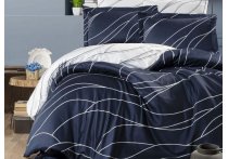 Постільна білизна сатин First Choice - Mesi Navy Blue (Турция), євро